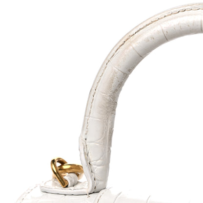 Balenciaga Shiny Calfskin Crocodile Embossed Hourglass Top Handle Bag XS White 16 of 16