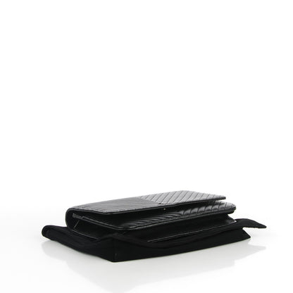 Chanel Calfskin Chevron Wallet On Chain WOC So Black 4 of 8
