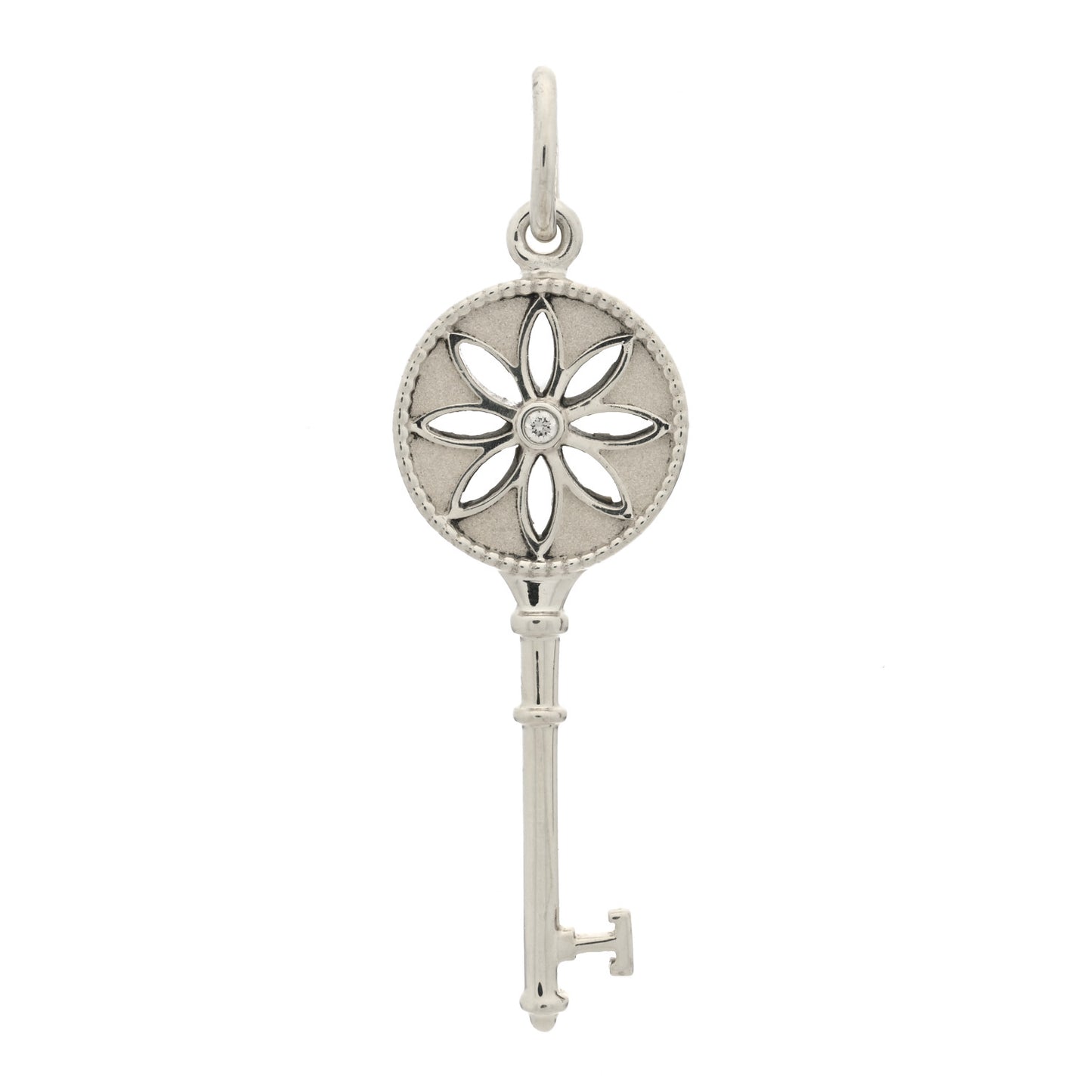 Sterling Silver Diamond Small Daisy Key Pendant