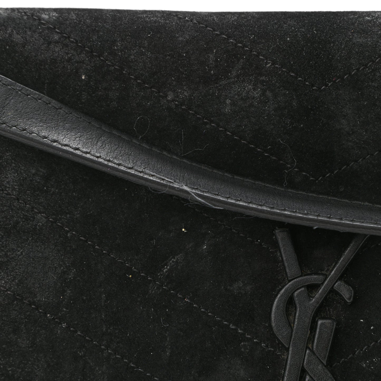 Suede Monogram Medium Niki Chain Satchel Black
