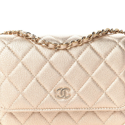 Chanel Metallic Lambskin Quilted Mini Wallet On Chain WOC Gold 10 of 11