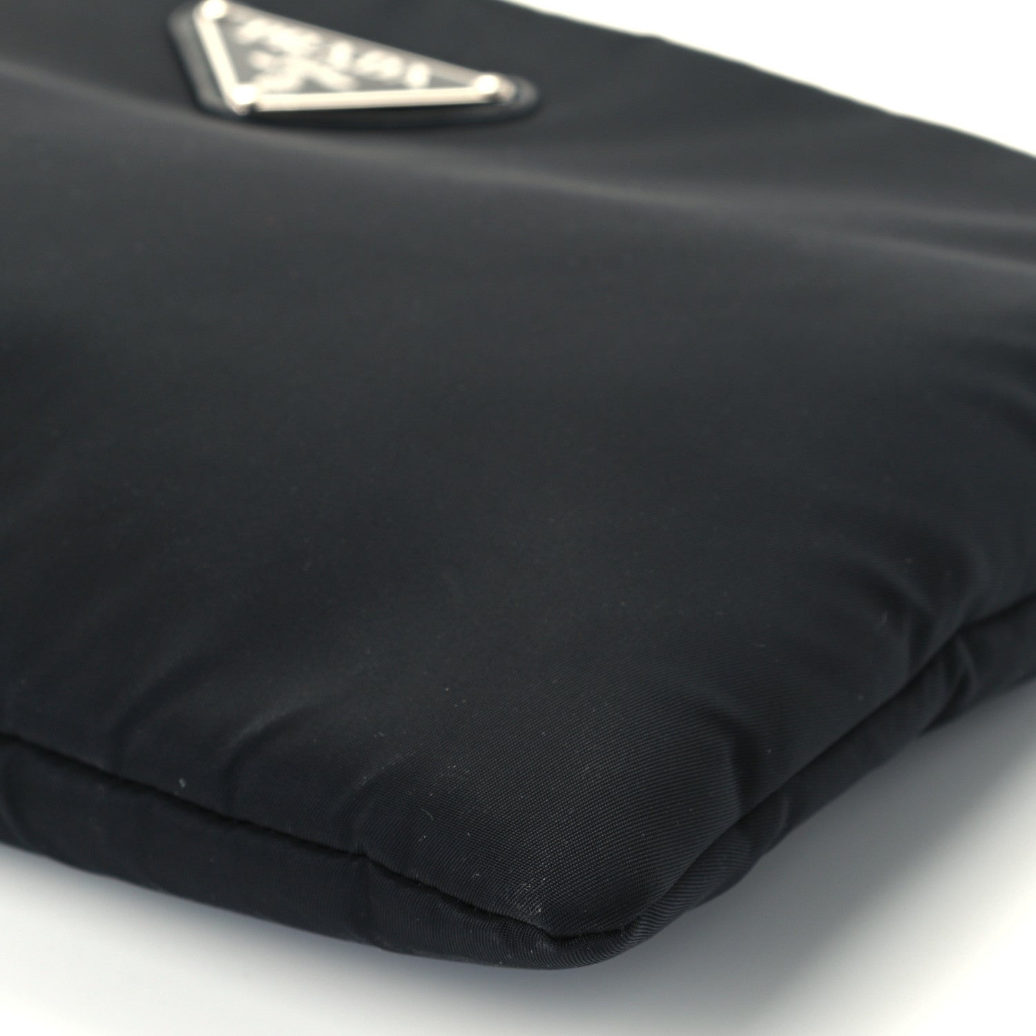 Prada Tessuto Nylon Soft Padded Medium Chain Clutch Bag Black 10 of 10