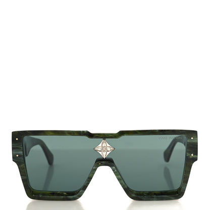 Louis Vuitton Acetate Marble Effect Swarovski Cyclone Sunglasses Z1552W Green 2 of 7