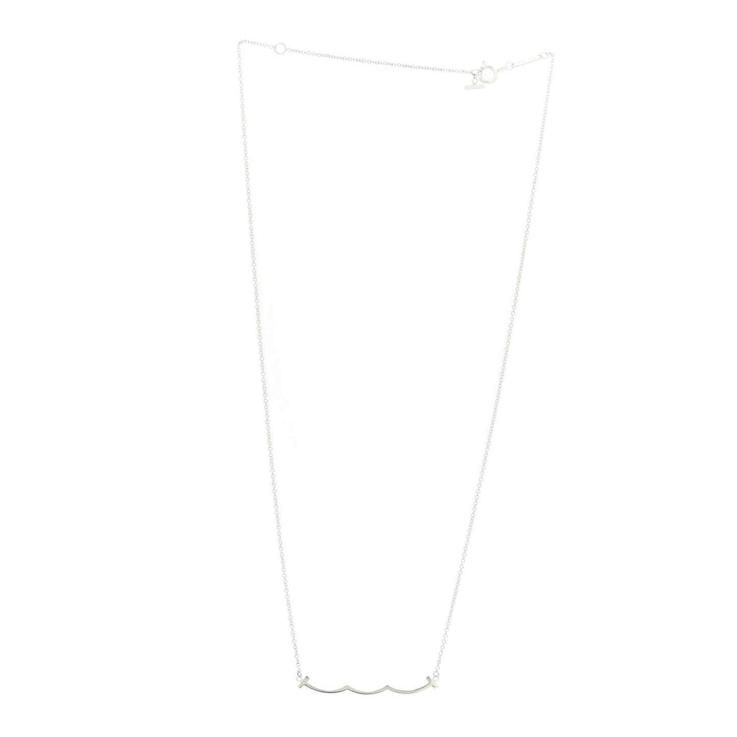 Sterling Silver Small T Wave Pendant Necklace