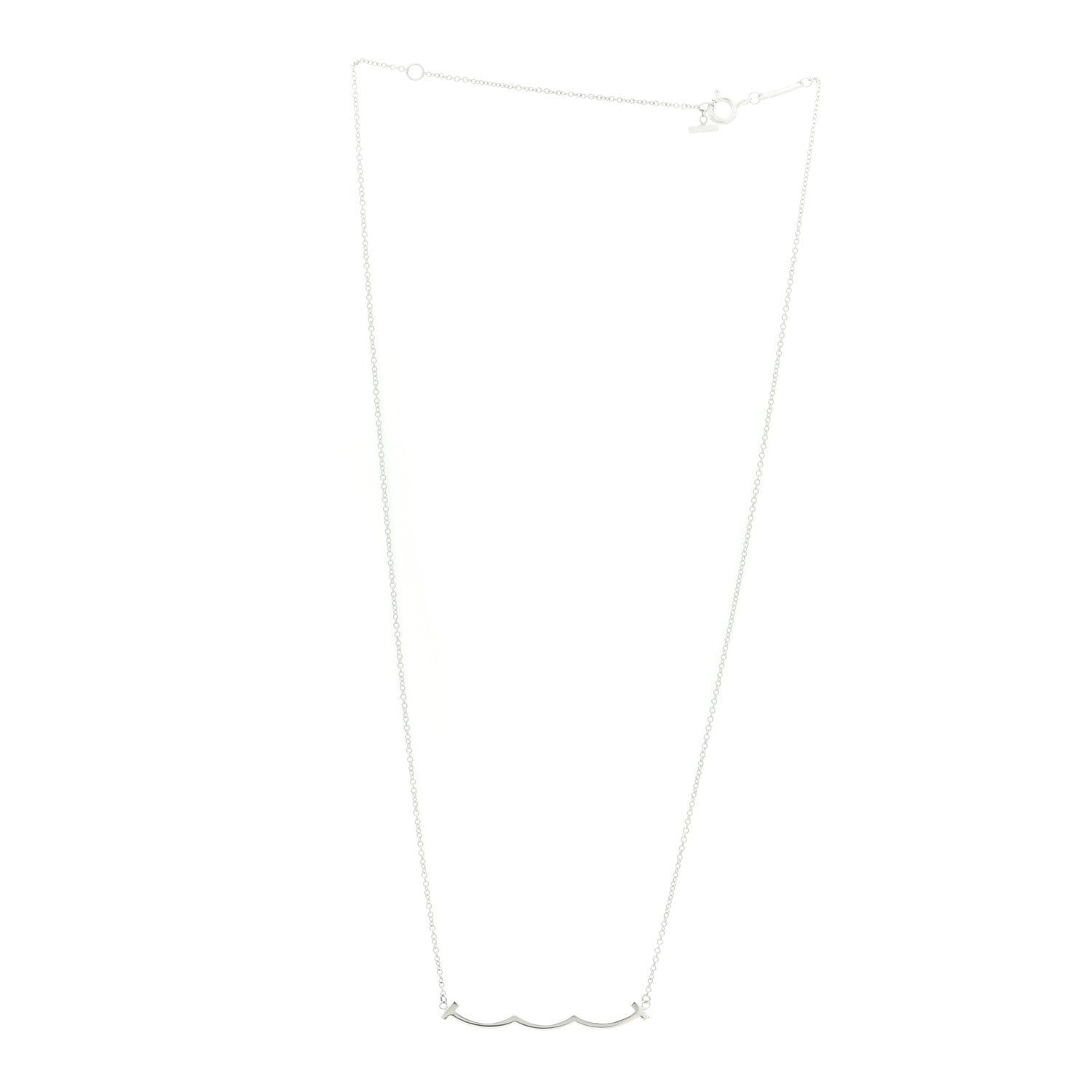 Tiffany Sterling Silver Small T Wave Pendant Necklace 3 of 6