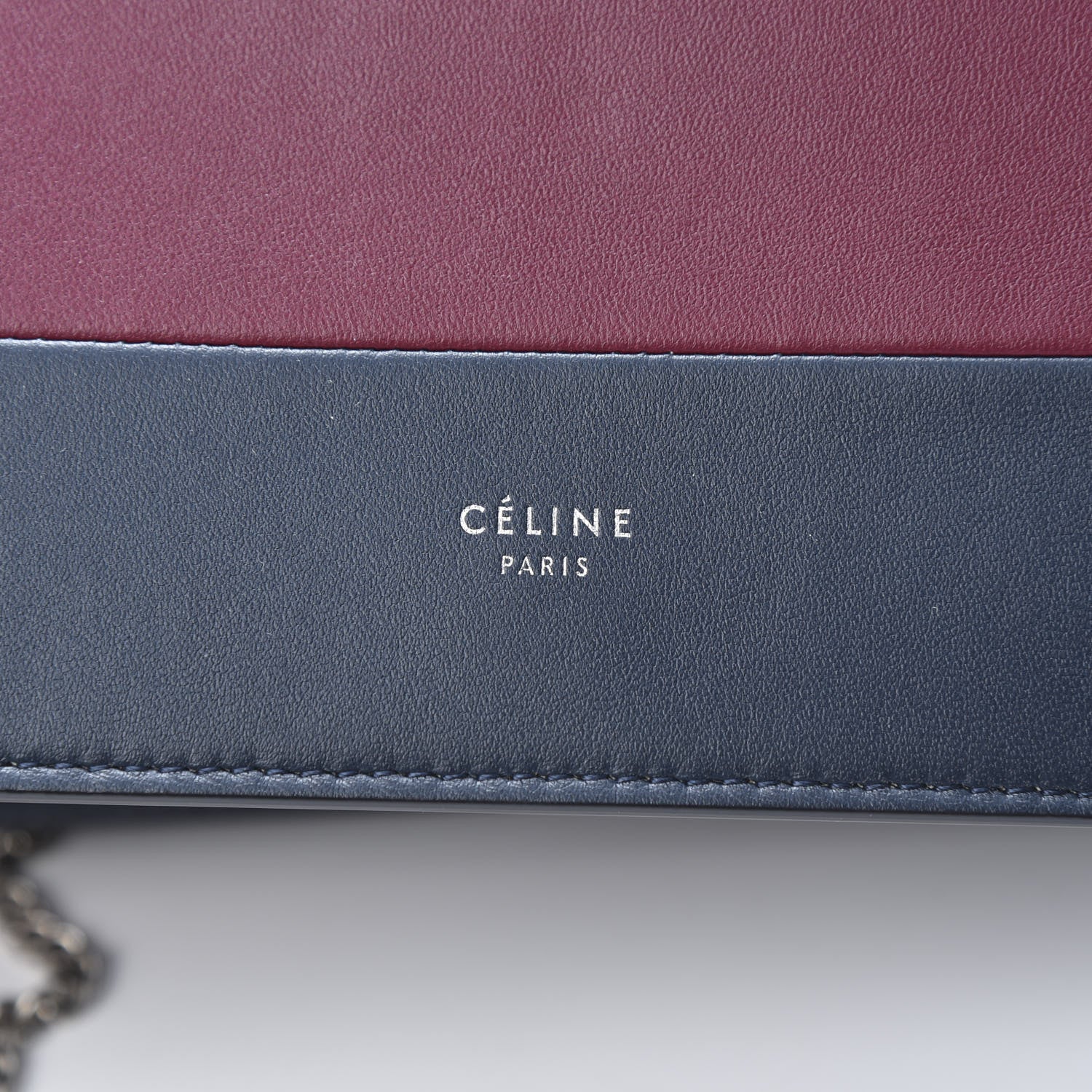 Celine Smooth Lambskin Frame Evening Chain Clutch Steel Blue Plum 6 of 10