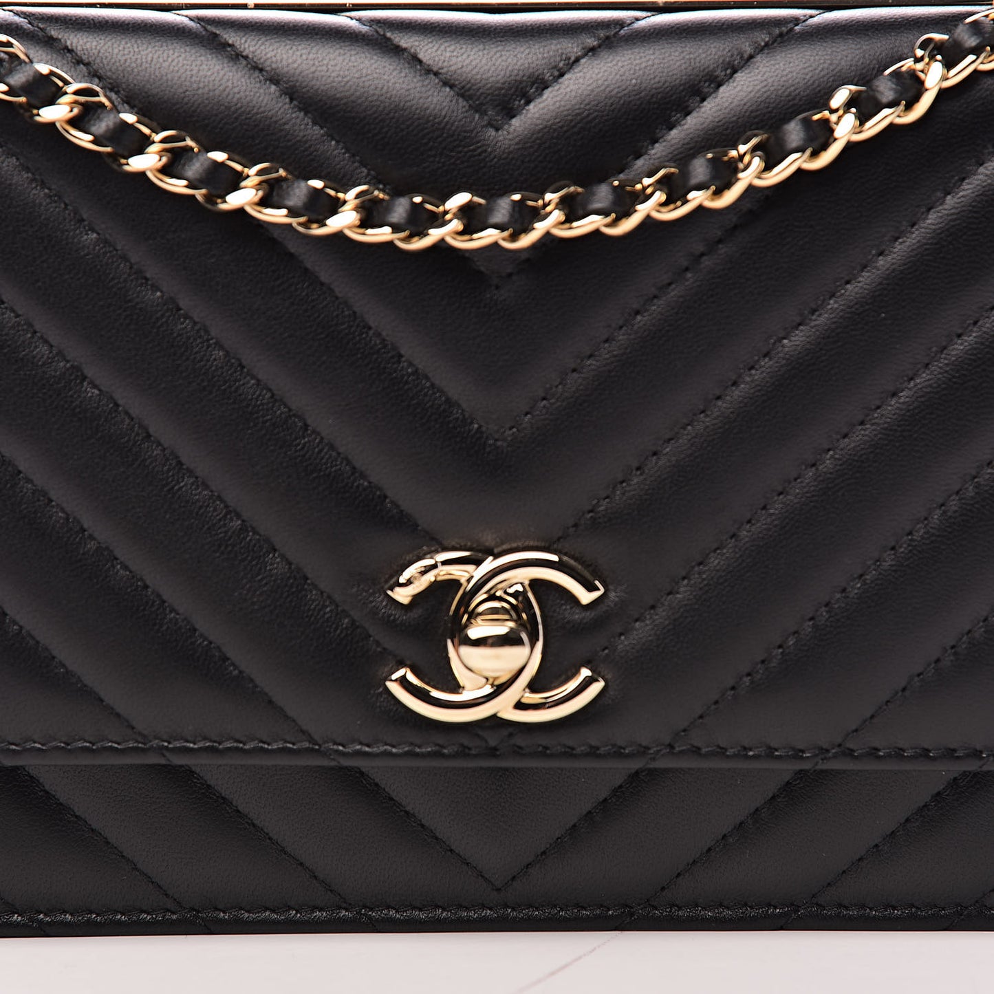 Lambskin Quilted Trendy CC Wallet On Chain WOC Black