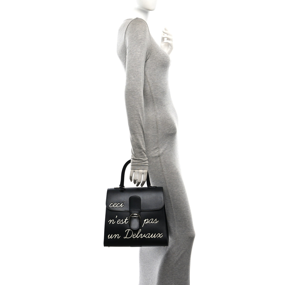 Box Calfskin L'Humour MM Brillant Satchel Black