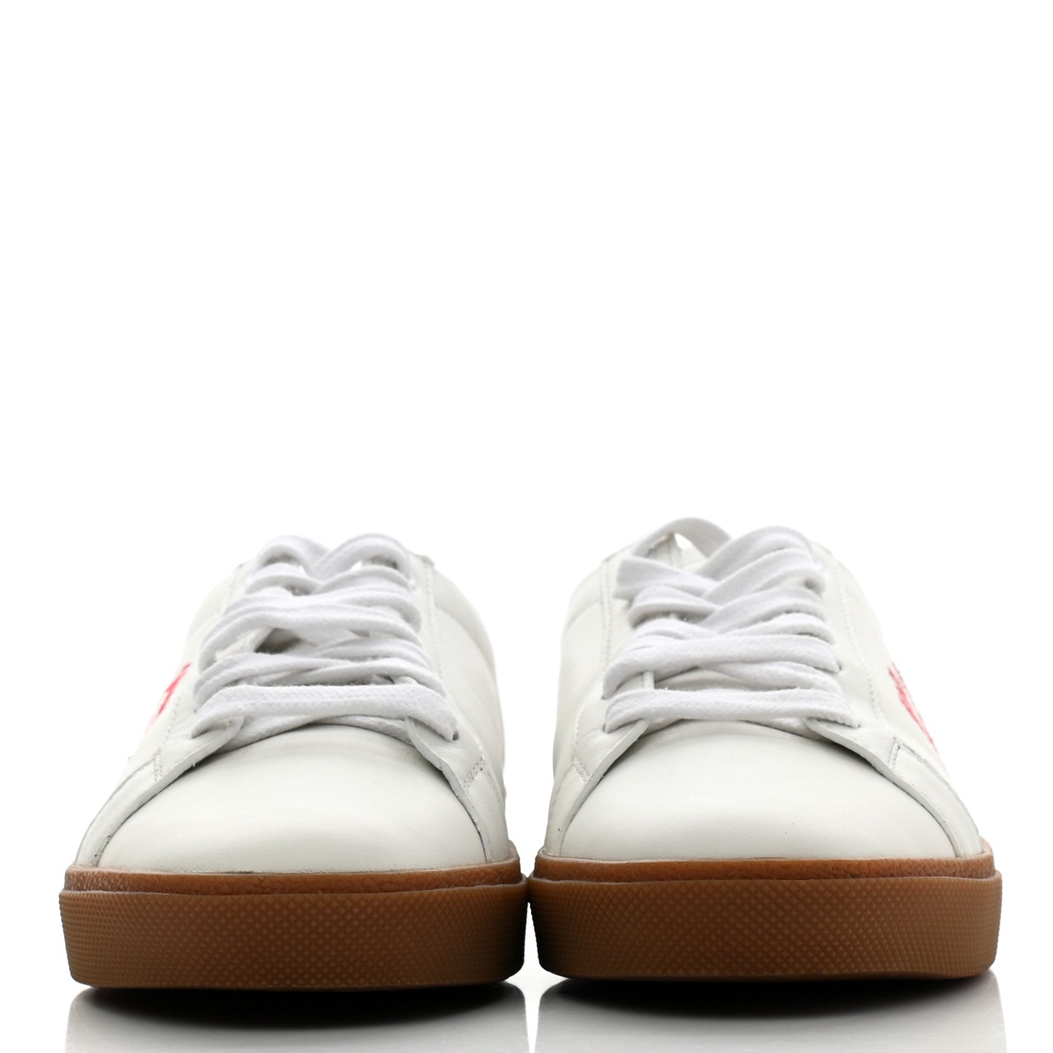 Saint Laurent Calfskin Embroidered Court Classic Sneakers 37 Red Nero 2 of 9