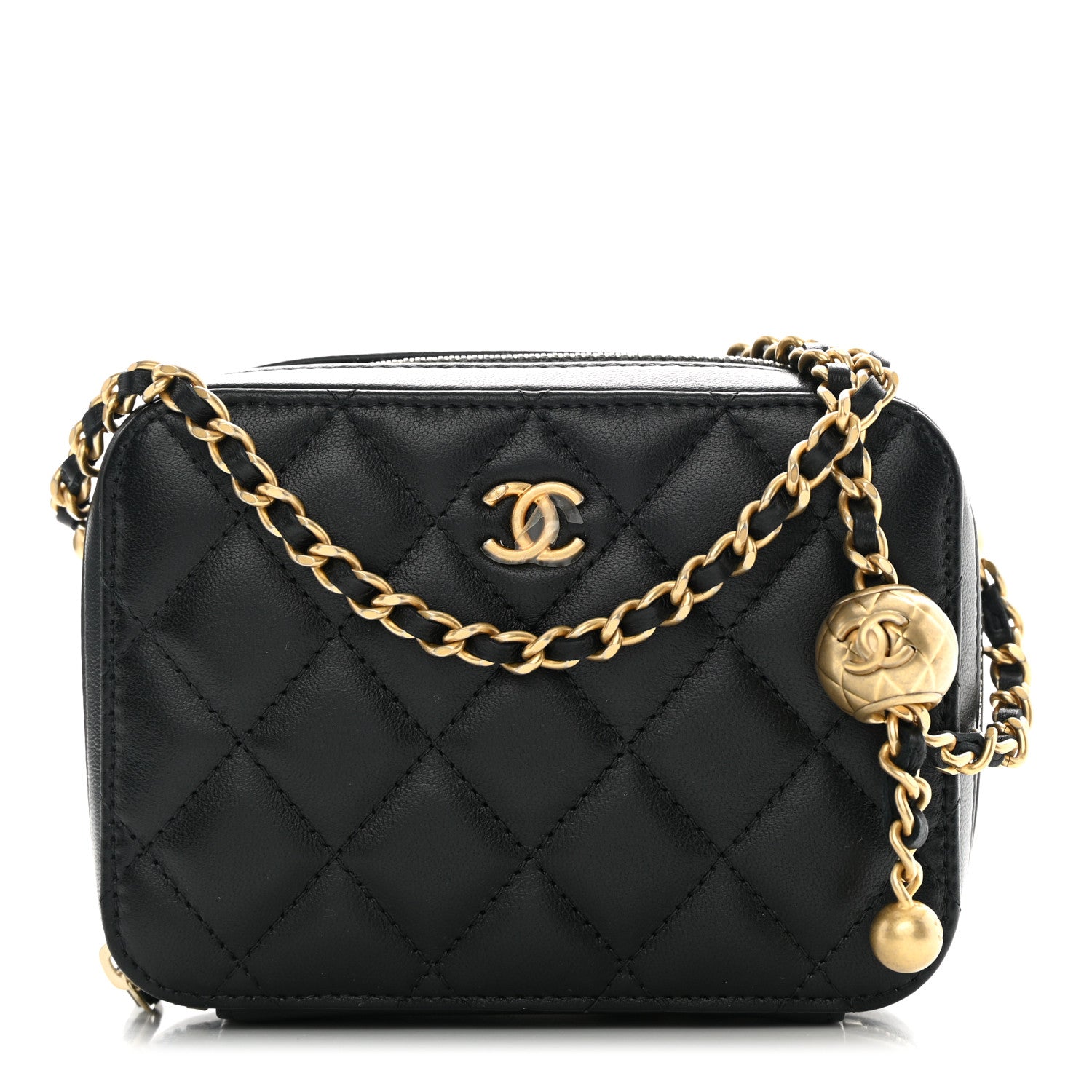 Chanel Lambskin Quilted CC Pearl Crush Camera Case Black 1 of 13
