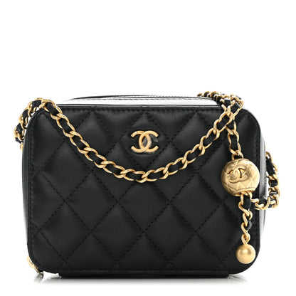 Chanel Lambskin Quilted CC Pearl Crush Camera Case Black 1 of 13