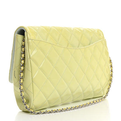 Chanel Patent Quilted Clutch With Chain Flap Light Green 2 of 11