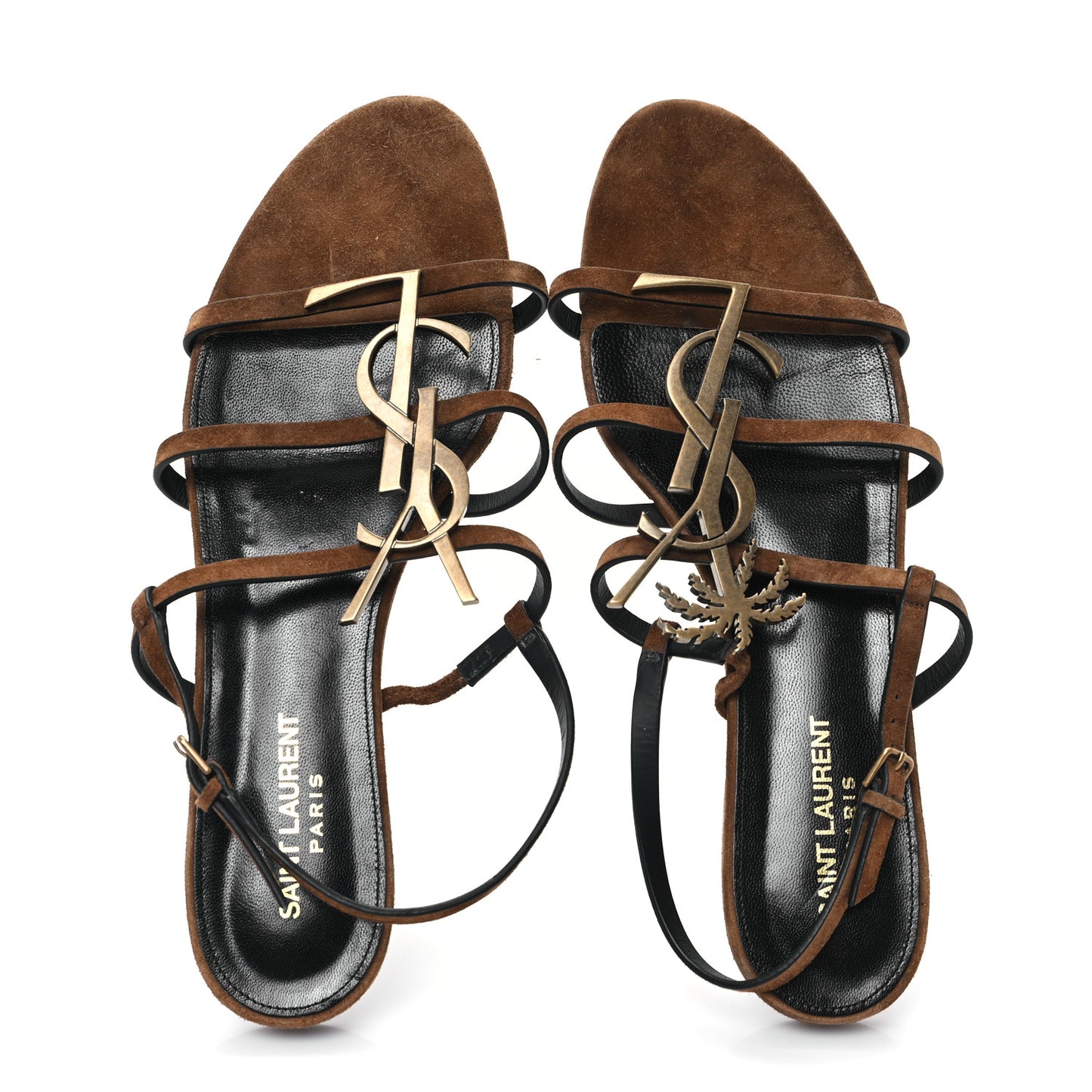 Suede Cassandra Monogram Palm 05 Sandals 40.5 Brown