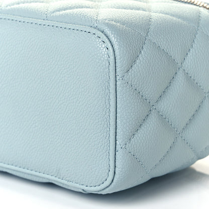 Chanel Caviar Quilted Small Tiny CC Vanity Case With Chain Light Blue 10 of 13