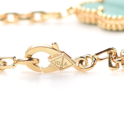 Van Cleef & Arpels 18K Yellow Gold Malachite 5 Motifs Vintage Alhambra Bracelet 4 of 6