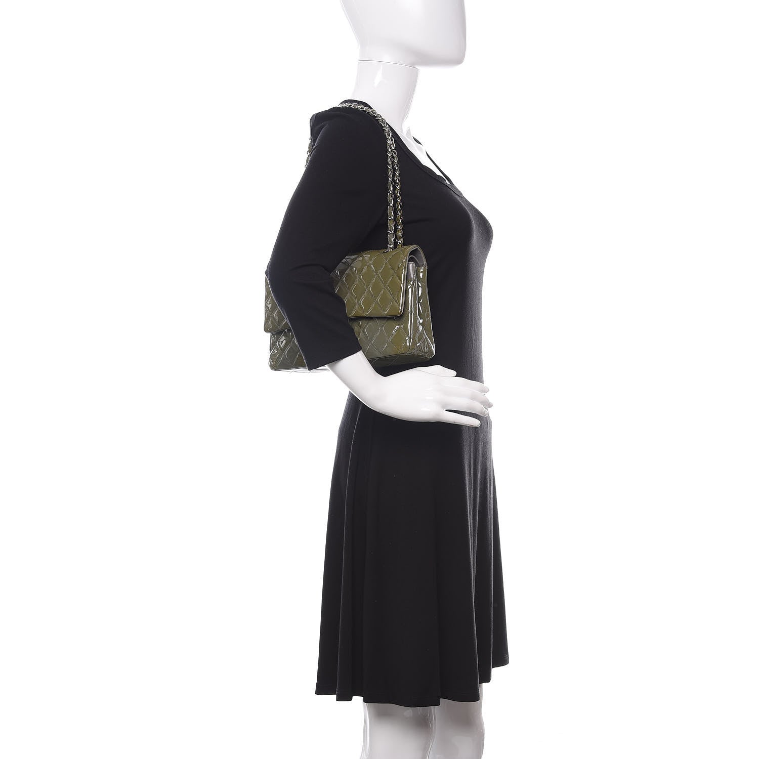 Chanel Patent Calfskin Quilted Medium Double Flap Grey 2 of 14