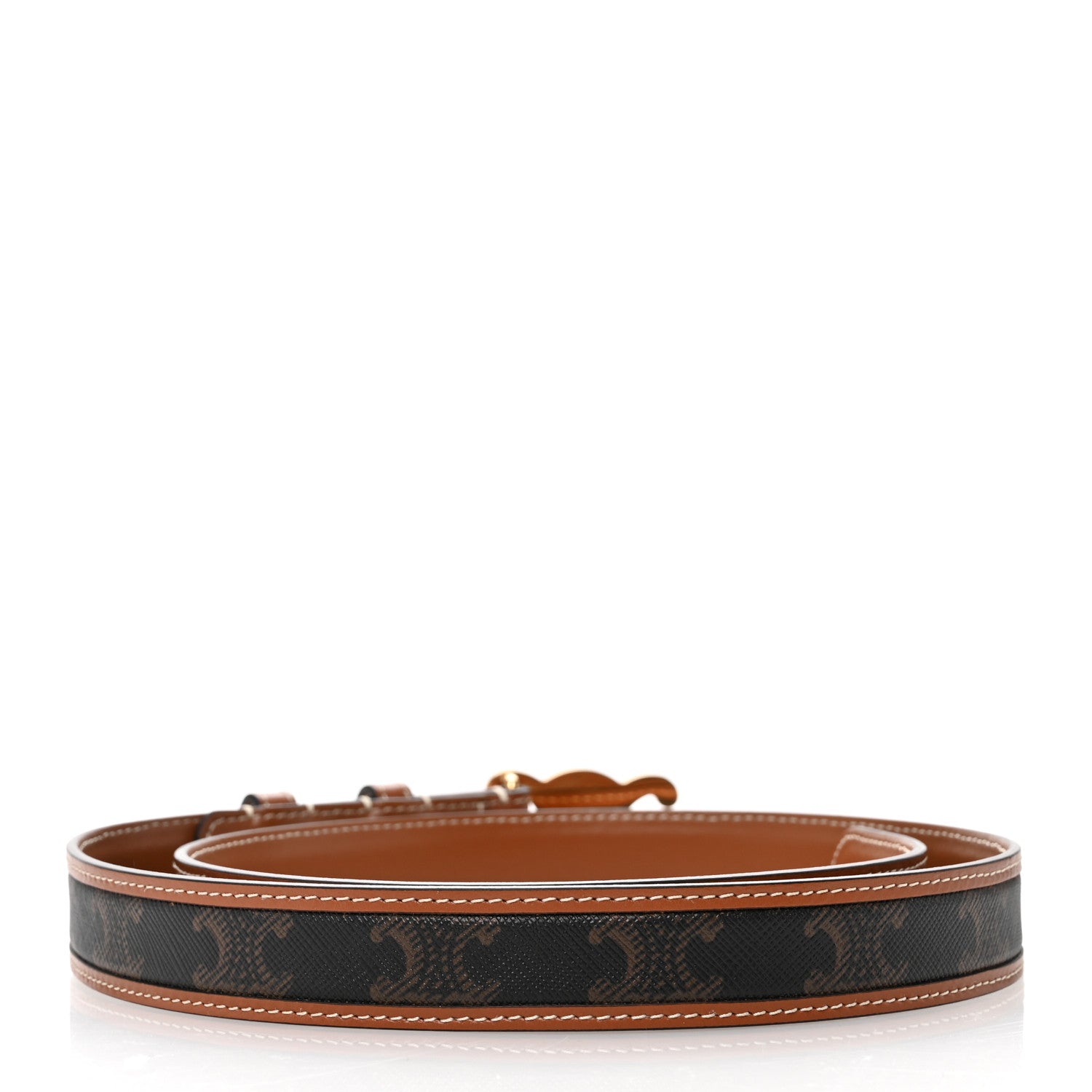 Celine Canvas Calfskin Medium 25mm Triomphe Belt 85 34 Tan 2 of 7