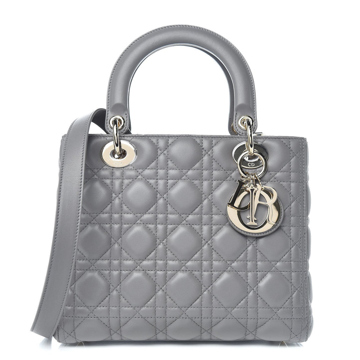 Lambskin Cannage Medium Lady Dior Grey