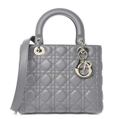 Christian Dior Lambskin Cannage Medium Lady Dior Grey 1 of 9