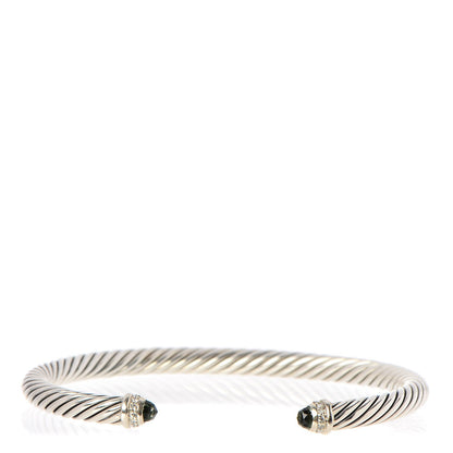 David Yurman Sterling Silver Diamond Peridot 5mm Cable Classics Bracelet 1 of 5