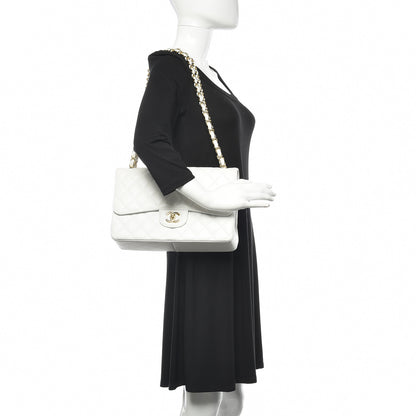 Chanel Caviar Quilted Jumbo Double Flap White 2 of 11