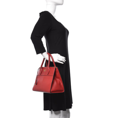 Prada Saffiano City Calfskin Small Esplanade Tote Rosso 2 of 19