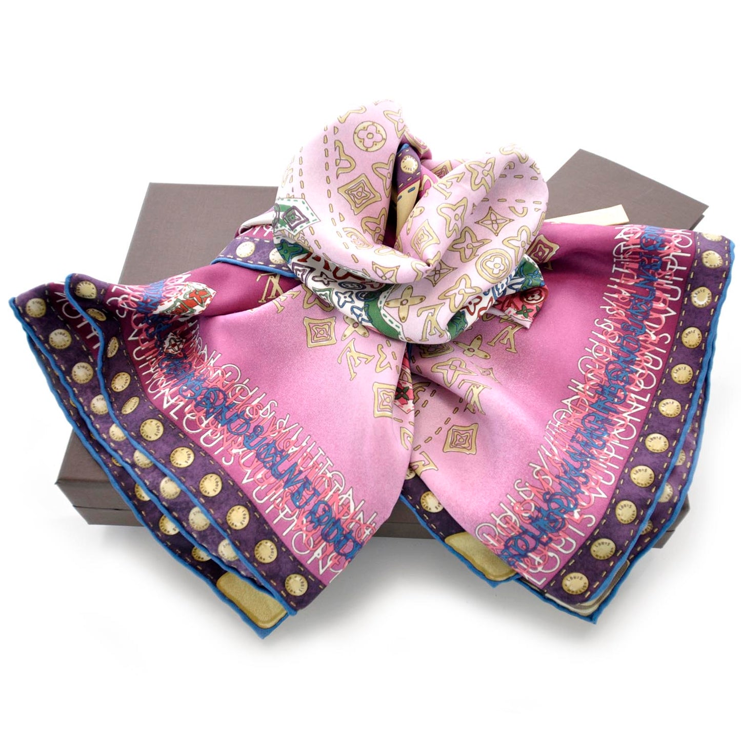 Silk Monogram Map Square Scarf Cassis