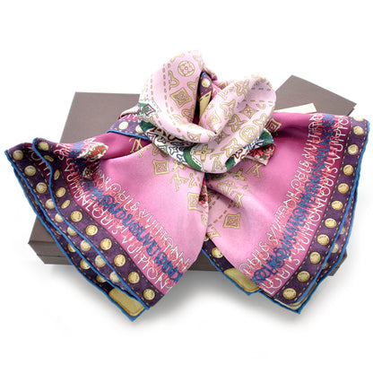 Louis Vuitton Silk Monogram Map Square Scarf Cassis 11 of 11