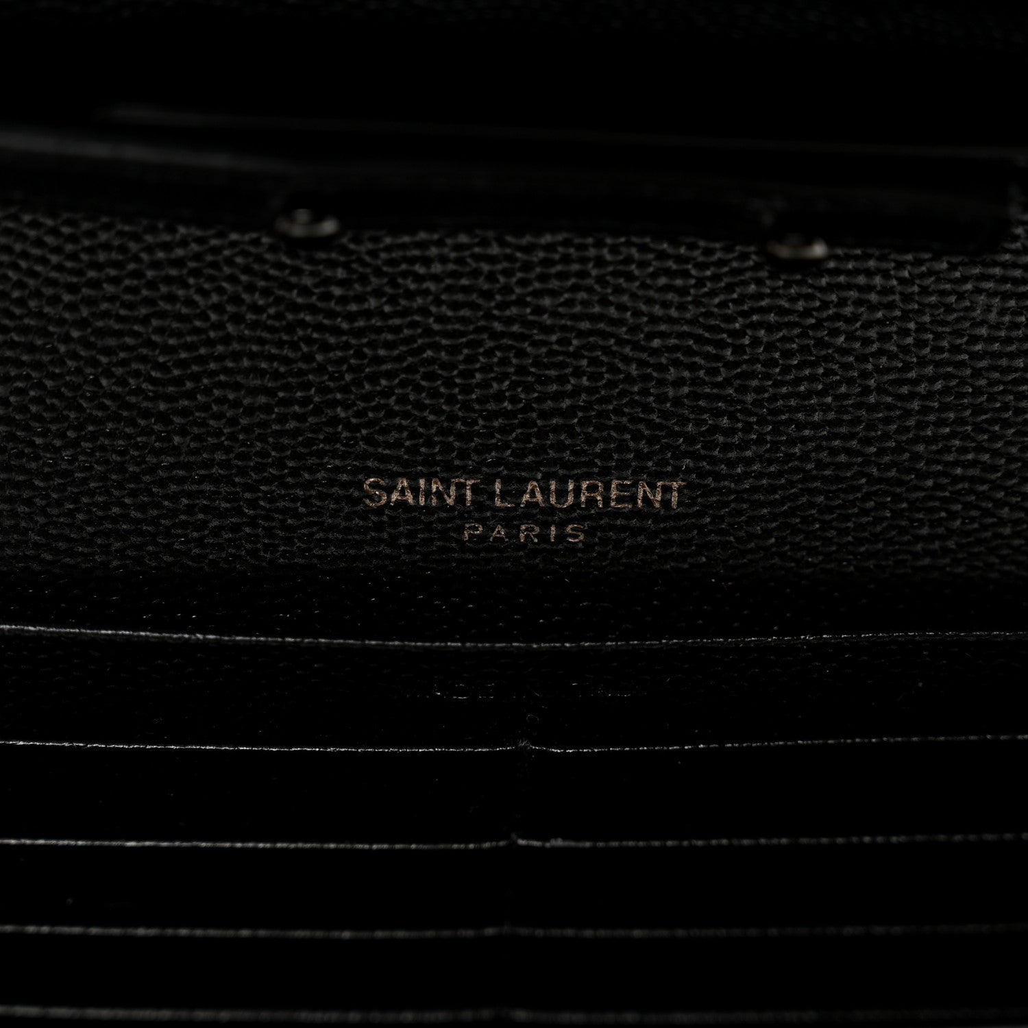 Saint Laurent Grain De Poudre Matelasse Chevron Monogram Monochrome Chain Wallet Black 7 of 10