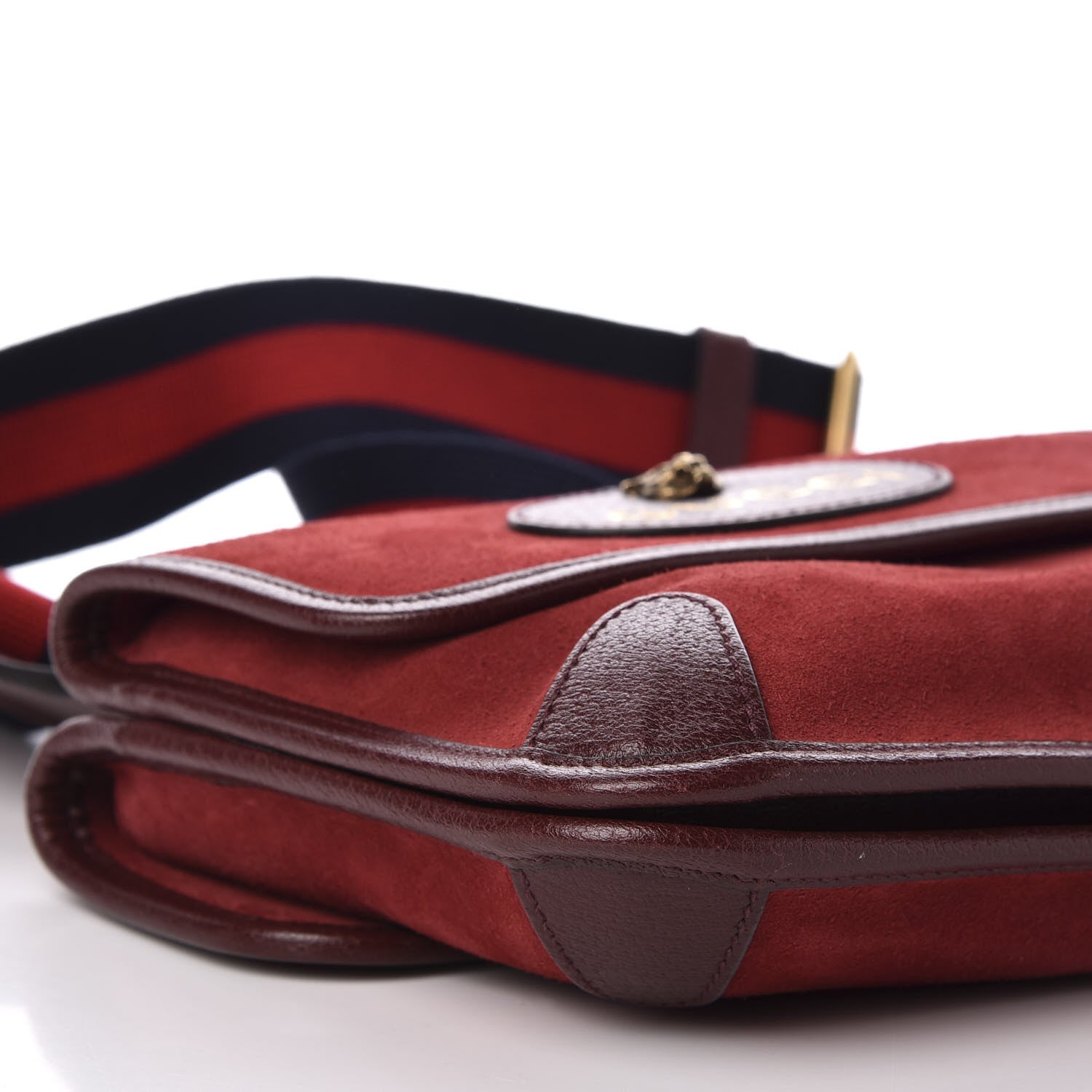 Gucci Suede Web Small Neo Vintage Double Flap Messenger Bag Romantic Cherry Chardonnay 6 of 16