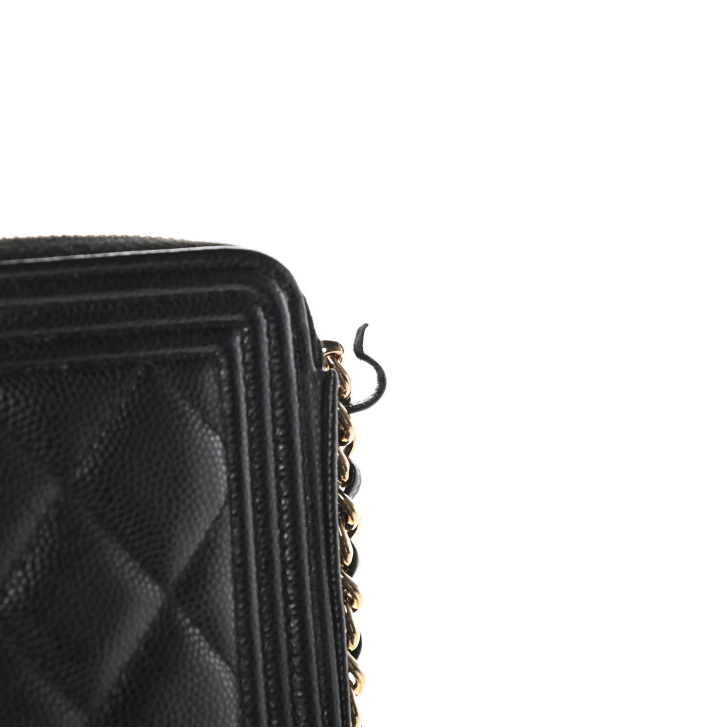 Caviar Quilted Small Boy Clutch With Chain Black