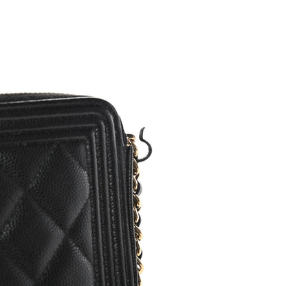 Chanel Caviar Quilted Small Boy Clutch With Chain Black 16 of 17