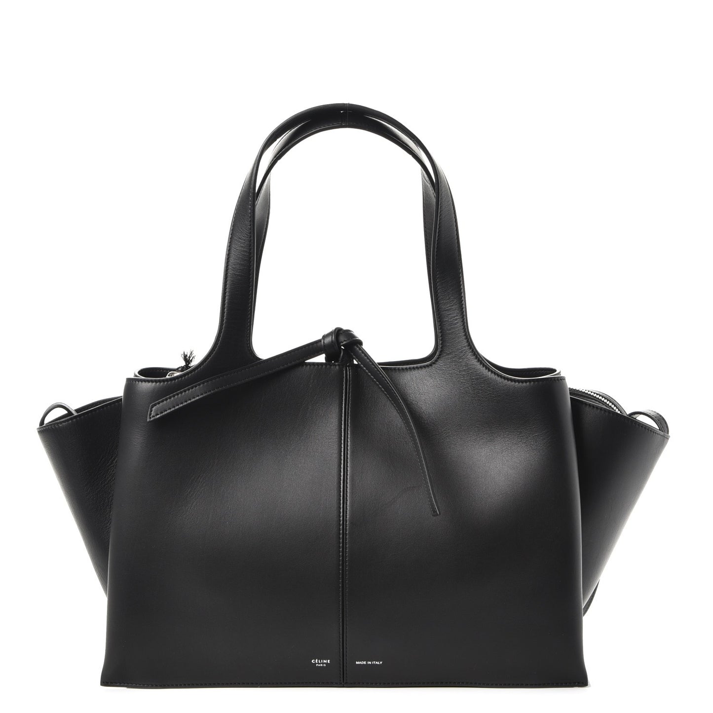 Supple Natural Calfskin Medium Tri-Fold Bag Black