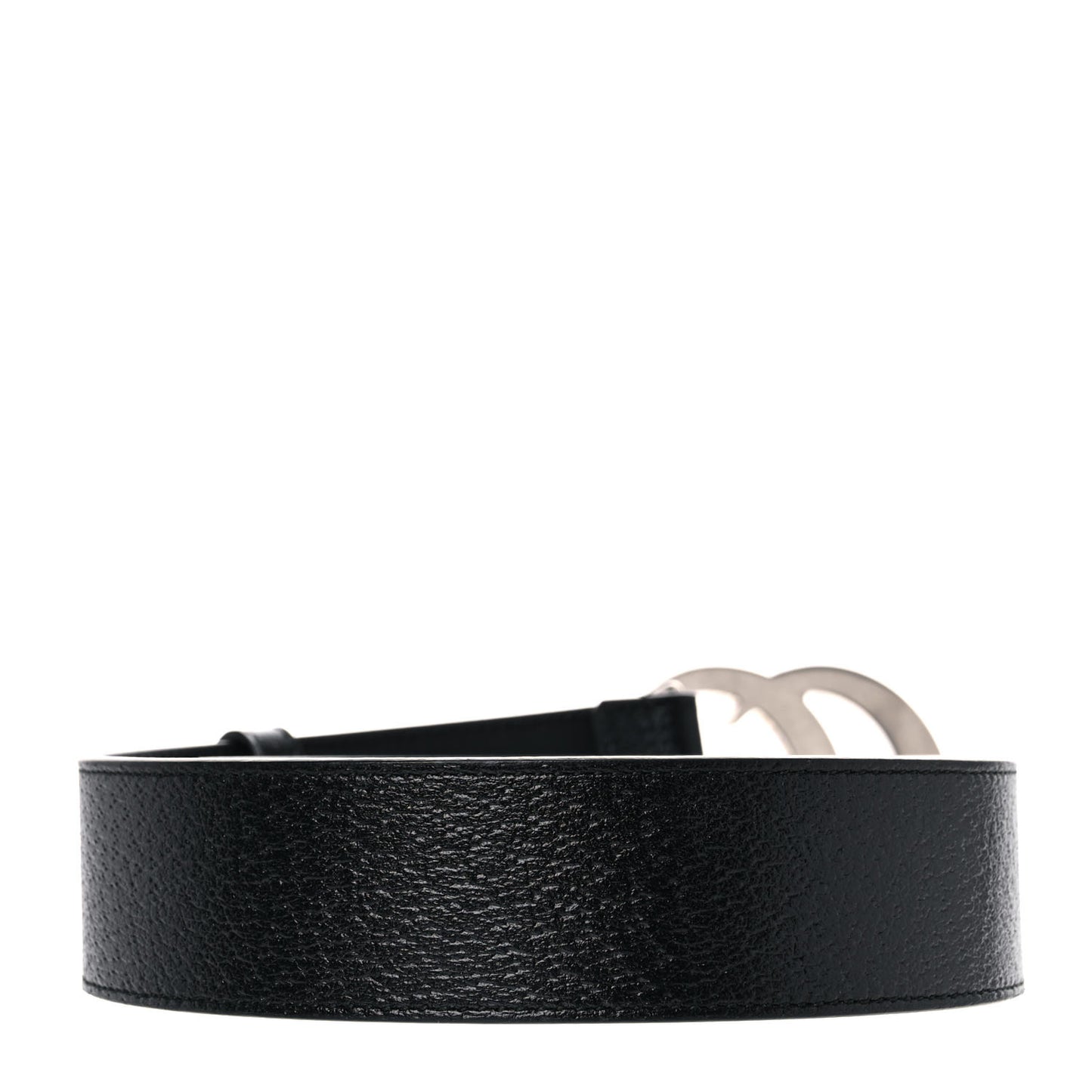 Textured Dollar Calfskin Nickel Double G 40mm Belt 80 32 Black