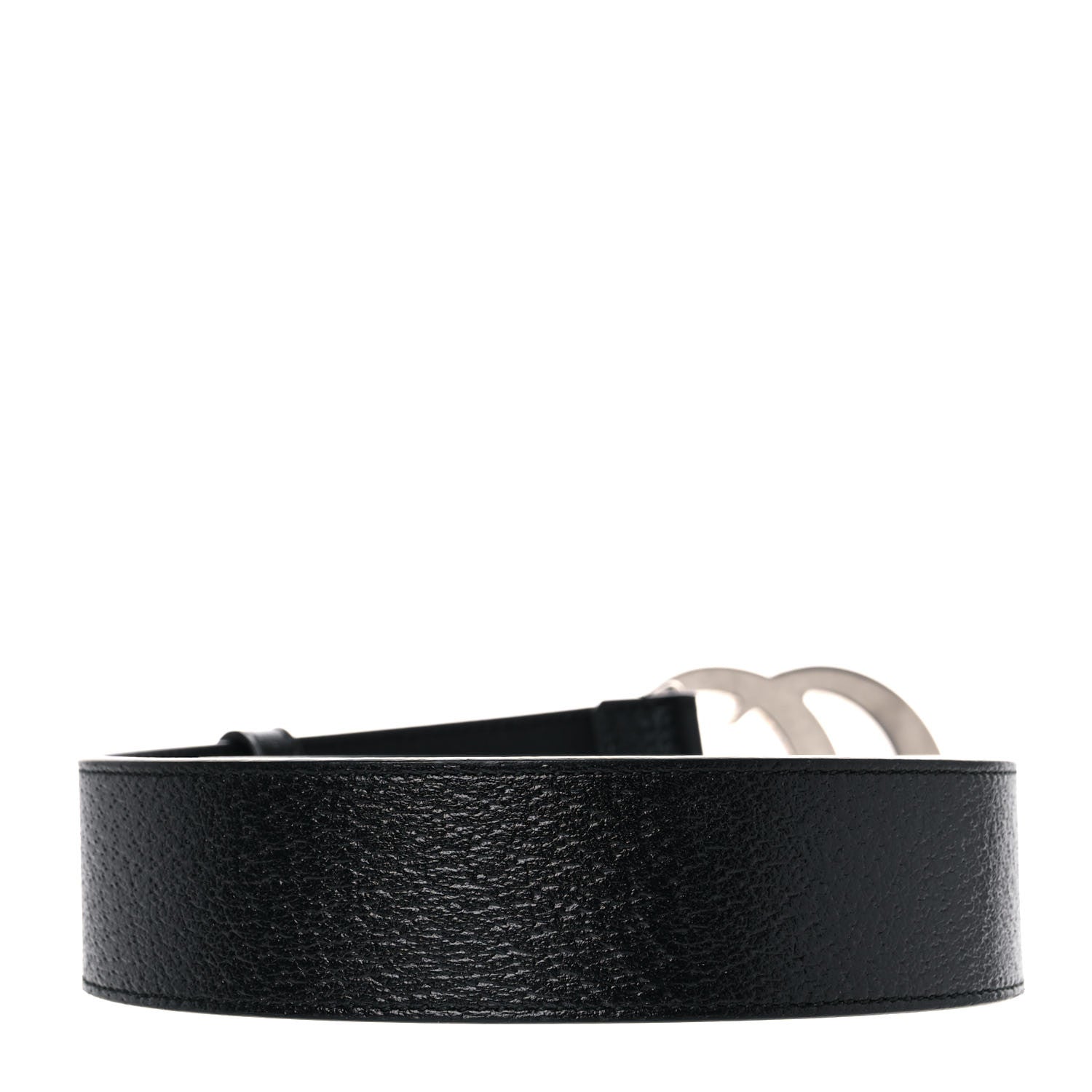 Gucci Textured Dollar Calfskin Nickel Double G 40mm Belt 80 32 Black 2 of 4