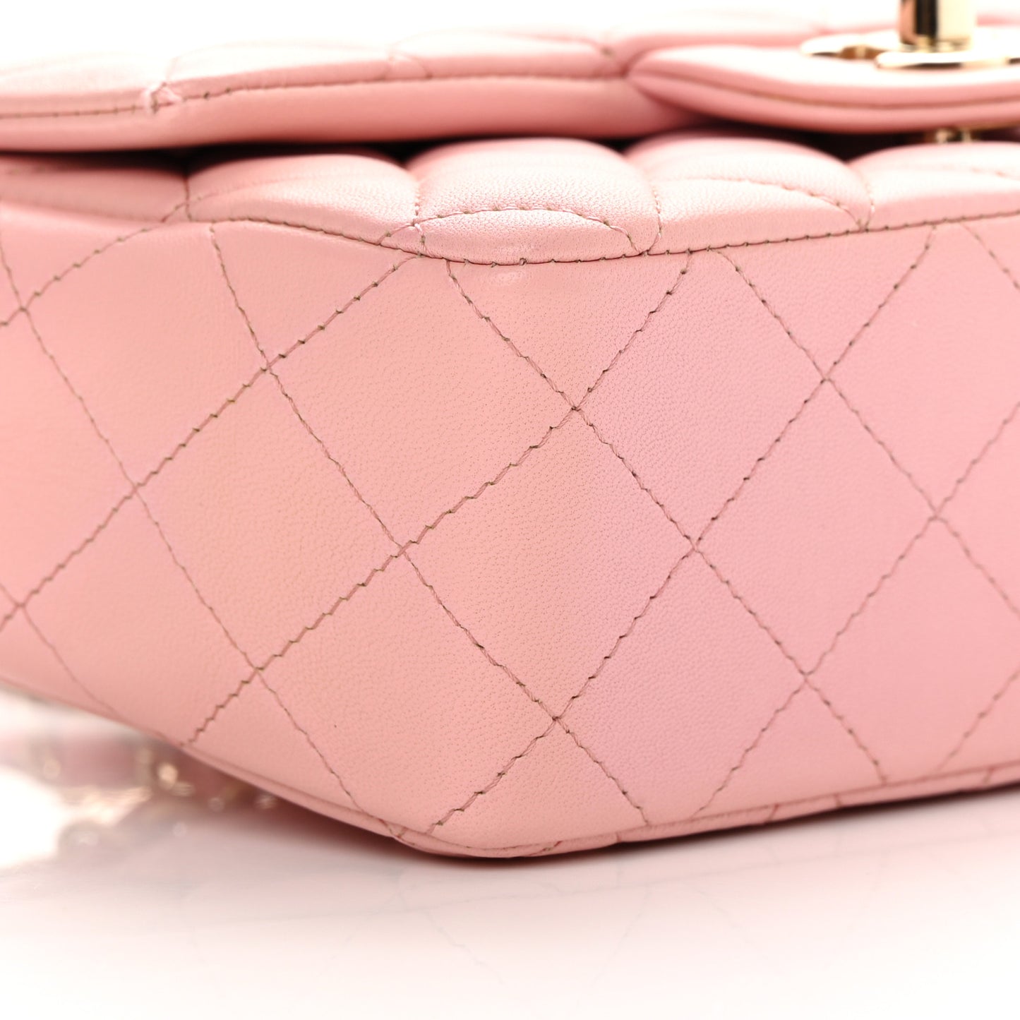 Lambskin Quilted Mini Rectangular Flap Pink