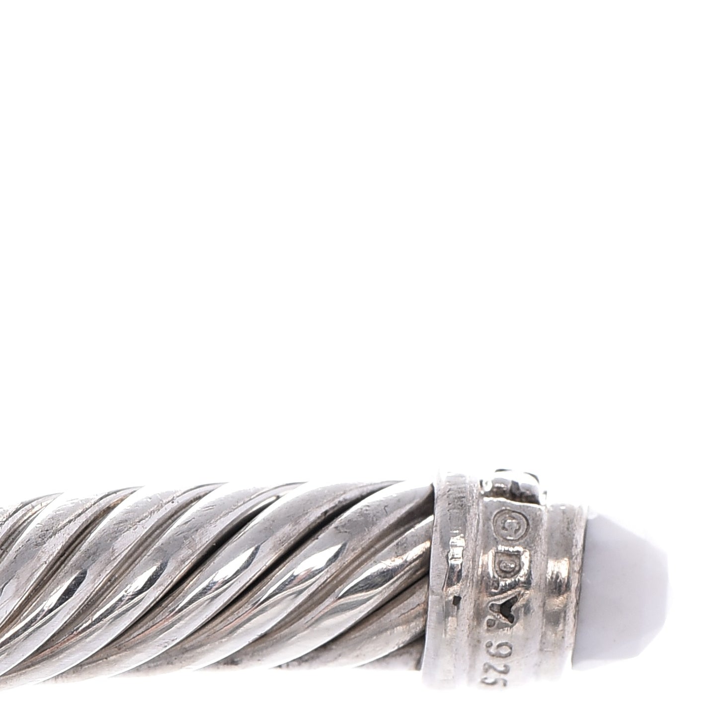 Sterling Silver Diamond White Agate 5mm Cable Classics Bracelet