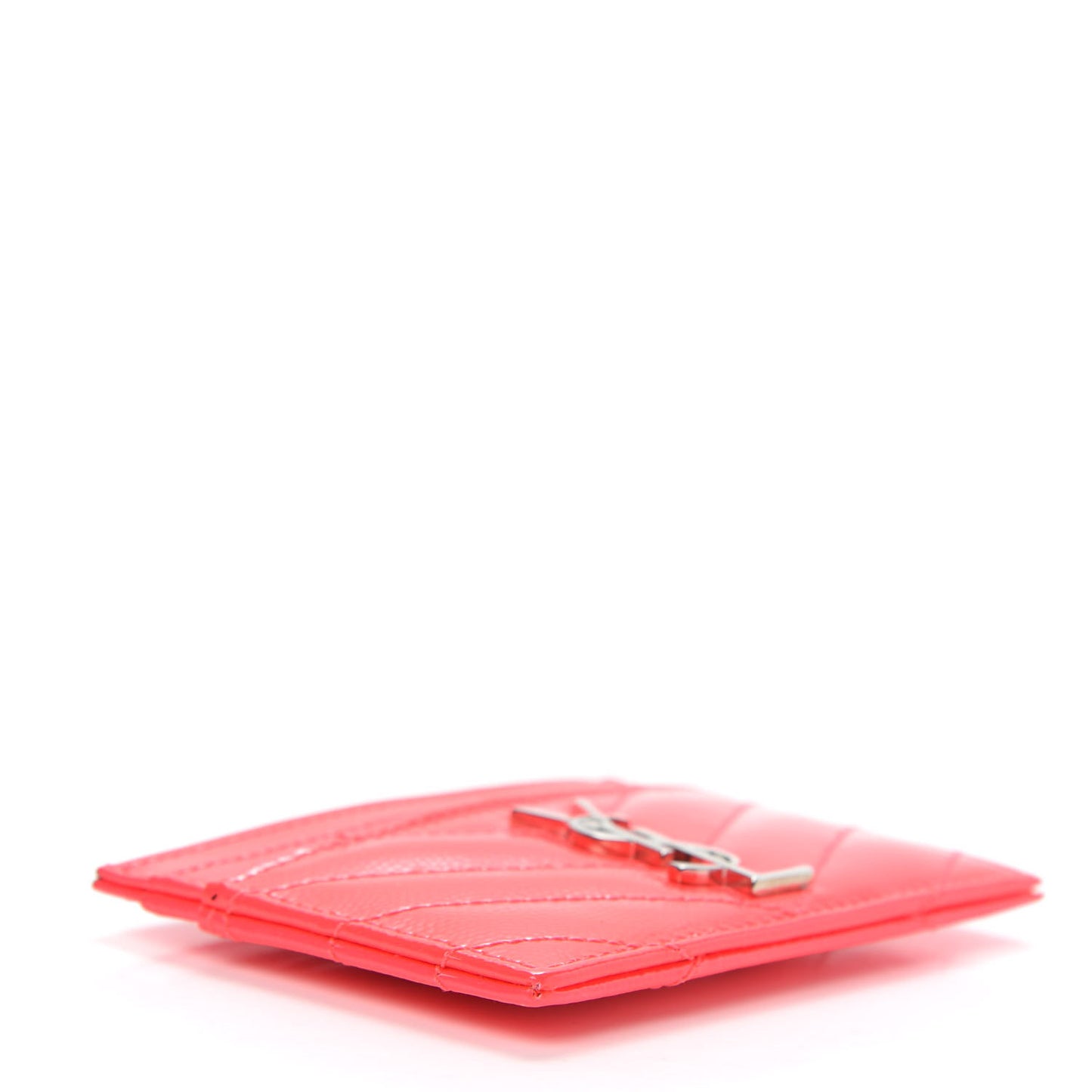 Grain De Poudre Matelasse Chevron Monogram Credit Card Case Neon Pink