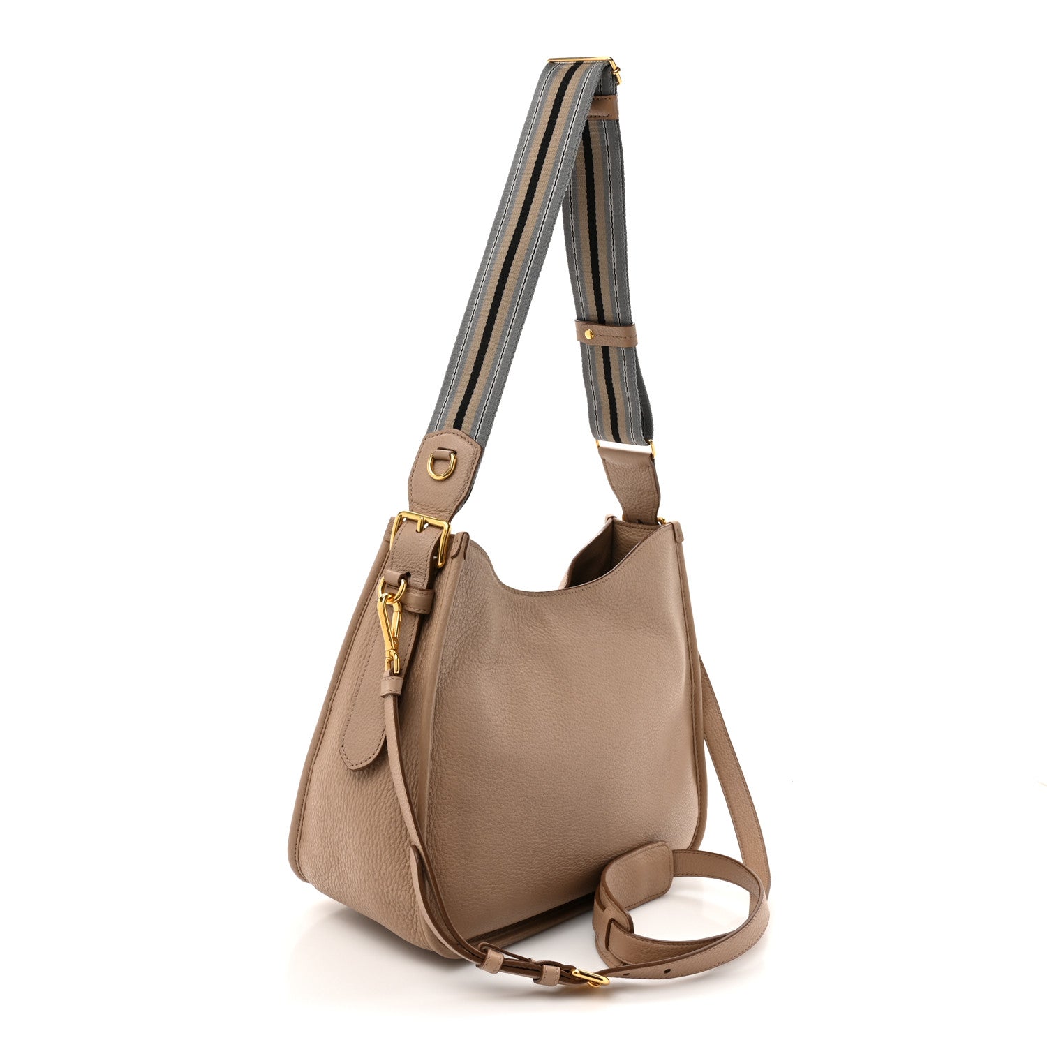 Prada Vitello Daino Soft Hobo Messenger Bag Cammeo 3 of 12