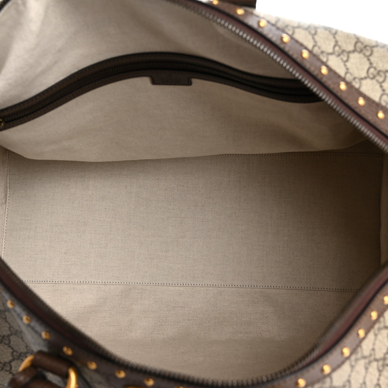 Gucci GG Supreme Monogram Textured Dollar Calfskin Web Studded Large Savoy Duffle Bag Beige Ebony 4 of 11