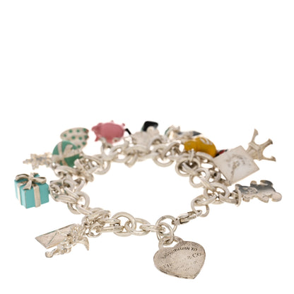 Tiffany Sterling Silver Enamel 18 Charm Bracelet Multicolor 1 of 3