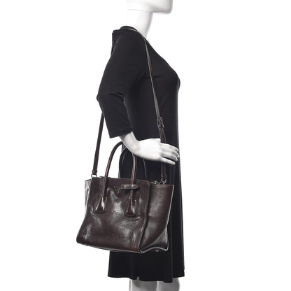 Prada Glace Calfskin Small Twin Pocket Tote Moro 3 of 10