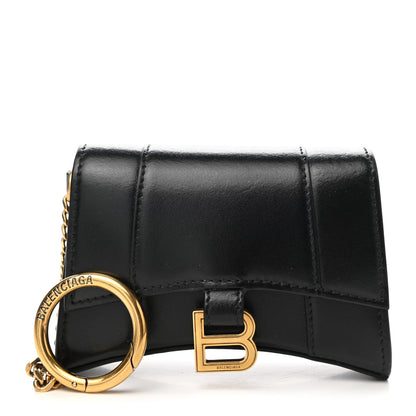 Balenciaga Shiny Box Calfskin Hourglass Chain Cardholder Black 1 of 9