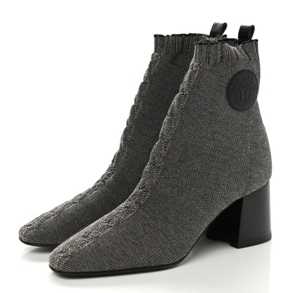 Hermes Knit Calfskin Volver 60 Ankle Boots 38 Nocciola Black 3 of 9