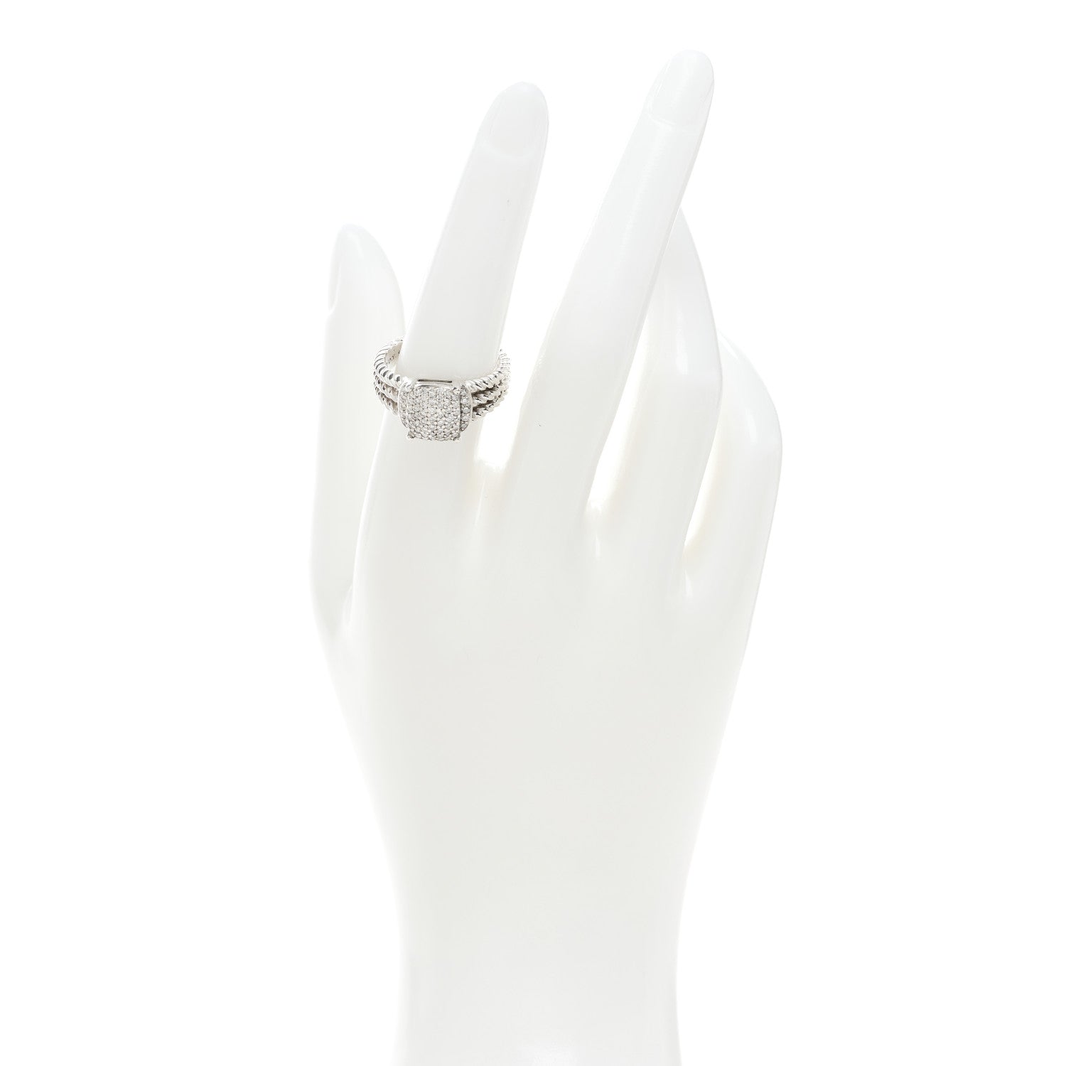 David Yurman Sterling Silver Diamond 10mm Petite Wheaton Ring 55 7.25 2 of 4