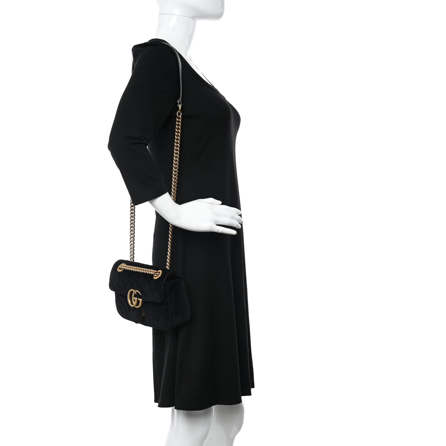 Velvet Matelasse Mini GG Marmont Shoulder Bag Black