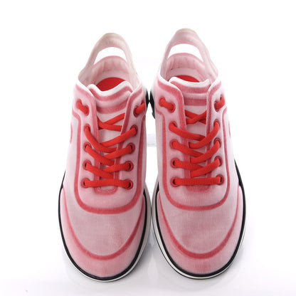 Chanel Lycra Fabric CC Sneakers 38 White Red 5 of 11