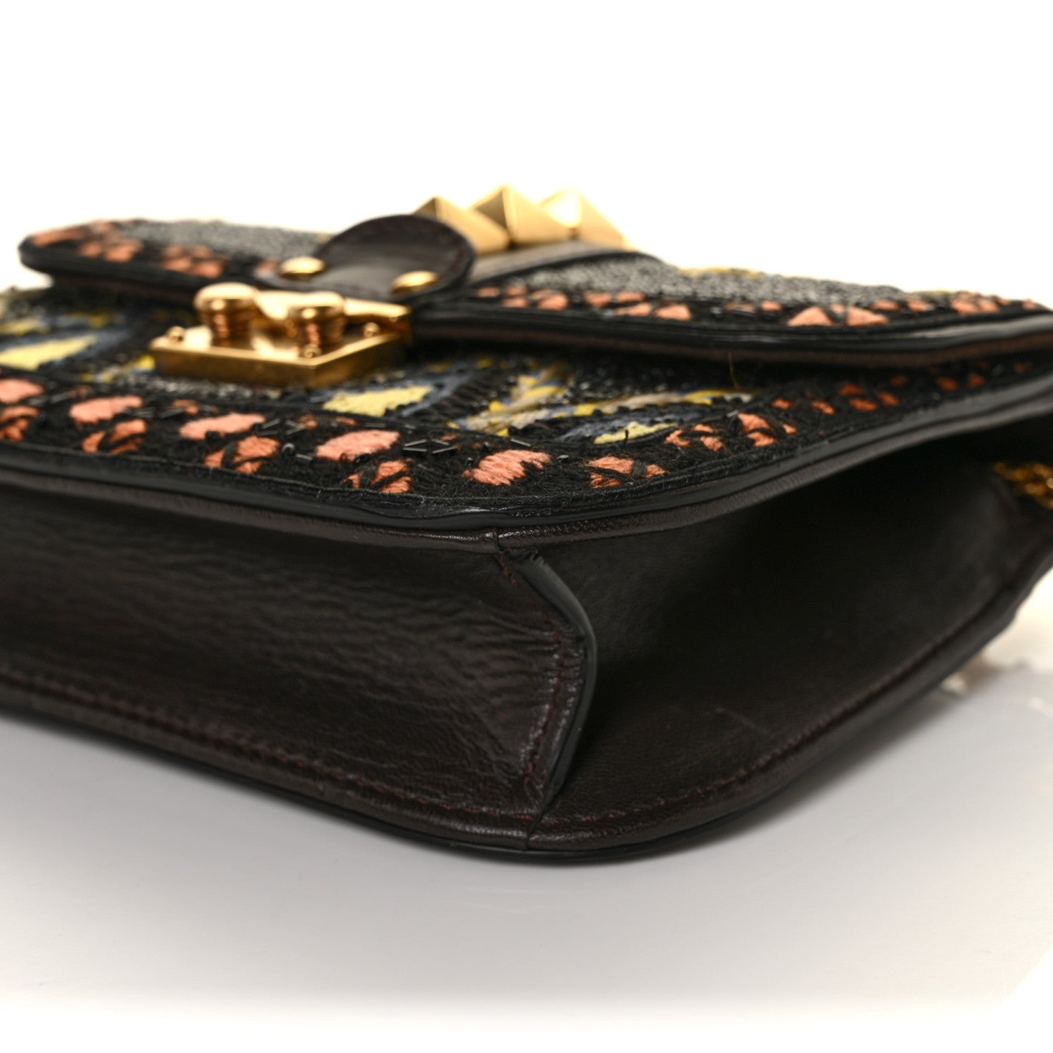 Valentino Garavani Vitello Beaded Small Glam Lock Rockstud Flap Black Multicolor 22 of 24