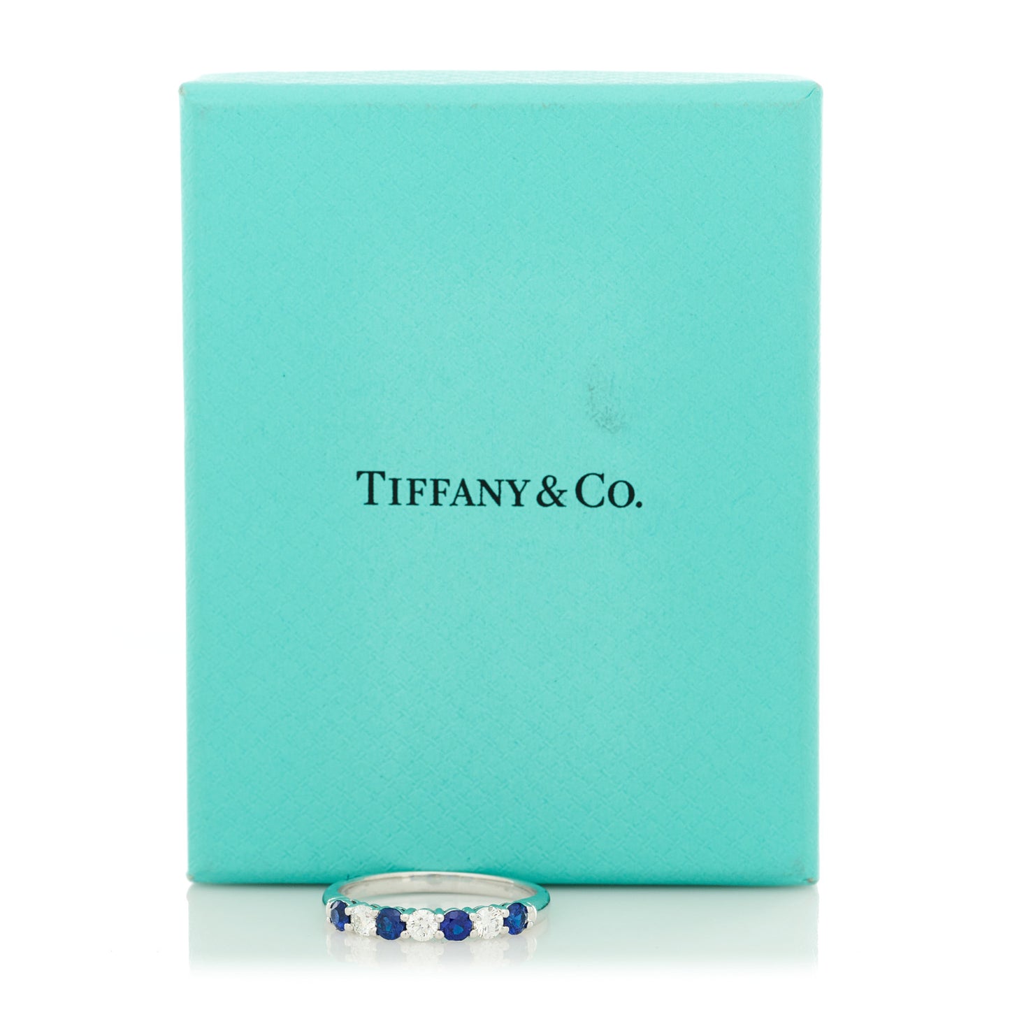 Platinum Diamond Blue Sapphire Embrace Half Circle Ring 65 11