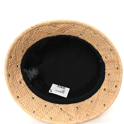 Chanel Straw Pearl Logo Bucket Hat L Beige 7 of 9